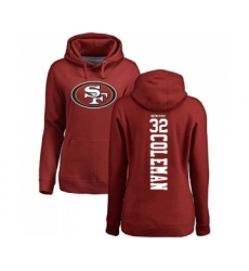 Football Women's San Francisco 49ers #32 Tevin Coleman Red Backer Pullover Hoodie
