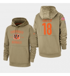 Men's Cincinnati Bengals #18 A.J. Green 2019 Salute to Service Sideline Therma Pullover Hoodie - Tan
