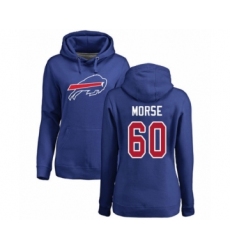 Football Women's Buffalo Bills #60 Mitch Morse Royal Blue Name & Number Logo Pullover Hoodie
