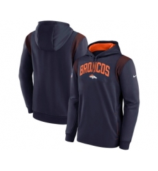 Men's Denver Broncos Navy Sideline Stack Performance Pullover Hoodie