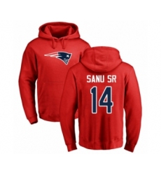 Football New England Patriots #14 Mohamed Sanu Sr Red Name & Number Logo Pullover Hoodie