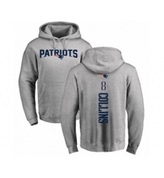 Football New England Patriots #8 Jamie Collins Ash Backer Pullover Hoodie