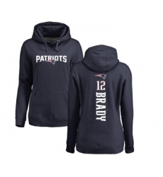 Football Women's New England Patriots #12 Tom Brady Navy Blue Backer Pullover Hoodie