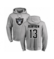 Football Oakland Raiders #13 Hunter Renfrow Ash Name & Number Logo Pullover Hoodie