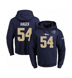 Football Men's Los Angeles Rams #54 Bryce Hager Navy Blue Name & Number Pullover Hoodie