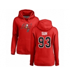 Football Women's Tampa Bay Buccaneers #93 Ndamukong Suh Red Name & Number Logo Pullover Hoodie