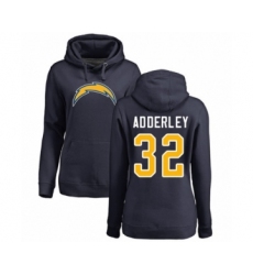 Football Women's Los Angeles Chargers #32 Nasir Adderley Navy Blue Name & Number Logo Pullover Hoodie