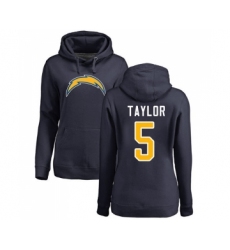Football Women's Los Angeles Chargers #5 Tyrod Taylor Navy Blue Name & Number Logo Pullover Hoodie