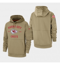 Men's Kansas City Chiefs Tan 2019 Salute to Service Sideline Therma Pullover Hoodie