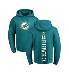 Football Miami Dolphins #14 Ryan Fitzpatrick Aqua Green Backer Pullover Hoodie