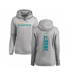 Football Women's Miami Dolphins #21 Eric Rowe Ash Backer Pullover Hoodie