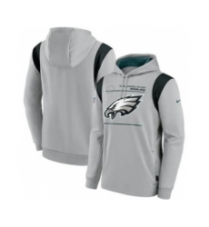 Men's Philadelphia Eagles 2021 Gray Sideline Logo Performance Pullover Hoodie