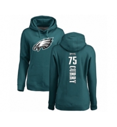 Women's Philadelphia Eagles #75 Vinny Curry Green Backer Pullover Hoodie