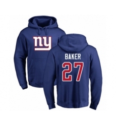 Football New York Giants #27 Deandre Baker Royal Blue Name & Number Logo Pullover Hoodie