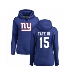 Football Women's New York Giants #15 Golden Tate III Royal Blue Name & Number Logo Pullover Hoodie