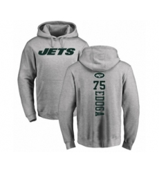 Football New York Jets #75 Chuma Edoga Ash Backer Pullover Hoodie