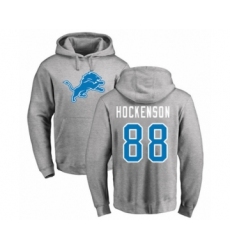 Football Detroit Lions #88 T.J. Hockenson Ash Name & Number Logo Pullover Hoodie