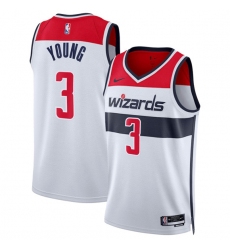 Men's Washington Wizards #3 CJ McCollum White Association Edition Stitched Basketball Jersey