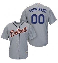 Men's Detroit Tigers Majestic Gray Cool Base Custom Jersey