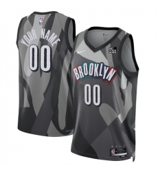 Men's Brooklyn Nets Active Player Custom Gray 2024-25 City Edition Stitched Basketball Jersey