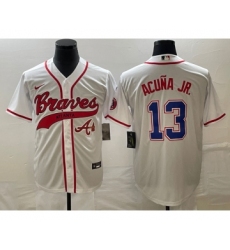 Men's Atlanta Braves #13 Ronald Acuna Jr White Cool Base Stitched Baseball Jersey