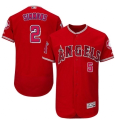 Youth Majestic Los Angeles Angels of Anaheim #2 Andrelton Simmons Authentic Red Alternate Cool Base MLB Jersey