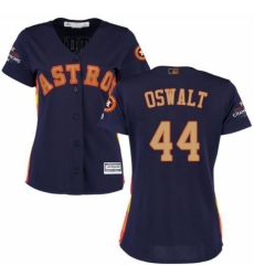 Women's Majestic Houston Astros #44 Roy Oswalt Authentic Navy Blue Alternate 2018 Gold Program Cool Base MLB Jersey