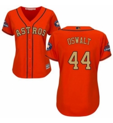 Women's Majestic Houston Astros #44 Roy Oswalt Authentic Orange Alternate 2018 Gold Program Cool Base MLB Jersey