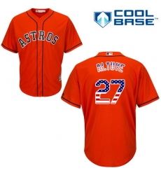 Men's Majestic Houston Astros #27 Jose Altuve Authentic Orange USA Flag Fashion MLB Jersey