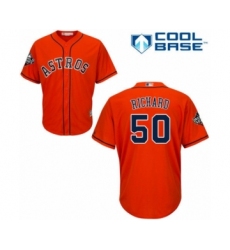 Youth Houston Astros #50 J.R. Richard Authentic Orange Alternate Cool Base 2019 World Series Bound Baseball Jersey