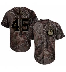 Youth Majestic Houston Astros #45 Carlos Lee Authentic Camo Realtree Collection Flex Base MLB Jersey