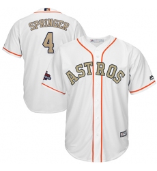 Men's Majestic Houston Astros #4 George Springer Replica White 2018 Gold Program Cool Base MLB Jersey