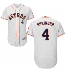 Men's Majestic Houston Astros #4 George Springer White Home Flex Base Authentic Collection MLB Jersey