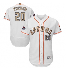 Men's Majestic Houston Astros #20 Preston Tucker White 2018 Gold Program Flex Base Authentic Collection MLB Jersey