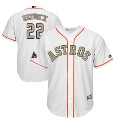 Youth Majestic Houston Astros #22 Josh Reddick Authentic White 2018 Gold Program Cool Base MLB Jersey