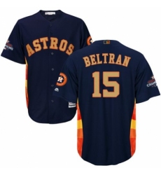 Men's Majestic Houston Astros #15 Carlos Beltran Replica Navy Blue Alternate 2018 Gold Program Cool Base MLB Jersey