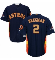 Men's Majestic Houston Astros #2 Alex Bregman Replica Navy Blue Alternate 2018 Gold Program Cool Base MLB Jersey