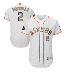 Men's Majestic Houston Astros #2 Alex Bregman White 2018 Gold Program Flex Base Authentic Collection MLB Jersey