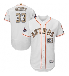 Men's Majestic Houston Astros #33 Mike Scott White 2018 Gold Program Flex Base Authentic Collection MLB Jersey