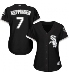 Women's Majestic Chicago White Sox #7 Jeff Keppinger Authentic Black Alternate Home Cool Base MLB Jersey