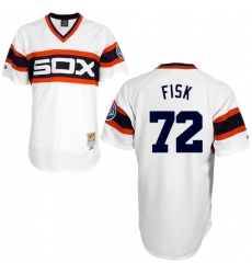 Men's Mitchell and Ness 1985 Chicago White Sox #72 Carlton Fisk Authentic White Throwback MLB Jersey