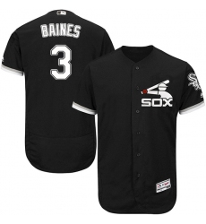 Men's Majestic Chicago White Sox #3 Harold Baines Authentic Black Alternate Home Cool Base MLB Jersey