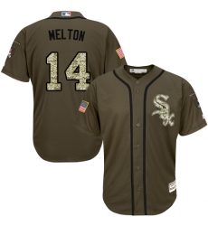 Youth Majestic Chicago White Sox #14 Bill Melton Replica Green Salute to Service MLB Jersey