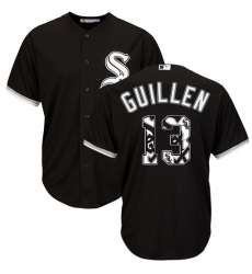 Men's Majestic Chicago White Sox #13 Ozzie Guillen Authentic Black Team Logo Fashion Cool Base MLB Jersey