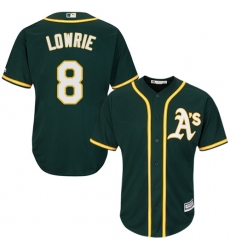 Men's Majestic Oakland Athletics #8 Jed Lowrie Replica Green Alternate 1 Cool Base MLB Jersey