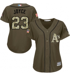 Women's Majestic Oakland Athletics #23 Matt Joyce Authentic Green Salute to Service MLB Jersey