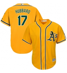 Youth Majestic Oakland Athletics #17 Glenn Hubbard Authentic Gold Alternate 2 Cool Base MLB Jersey