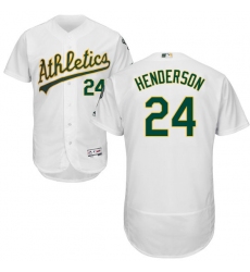Men's Majestic Oakland Athletics #24 Rickey Henderson White Home Flex Base Authentic Collection MLB Jersey