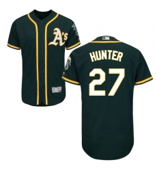 Men's Majestic Oakland Athletics #27 Catfish Hunter Green Alternate Flex Base Authentic Collection MLB Jersey