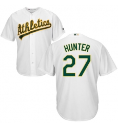 Youth Majestic Oakland Athletics #27 Catfish Hunter Replica White Home Cool Base MLB Jersey